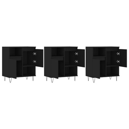 Sideboards 3 Stk. Schwarz Holzwerkstoff