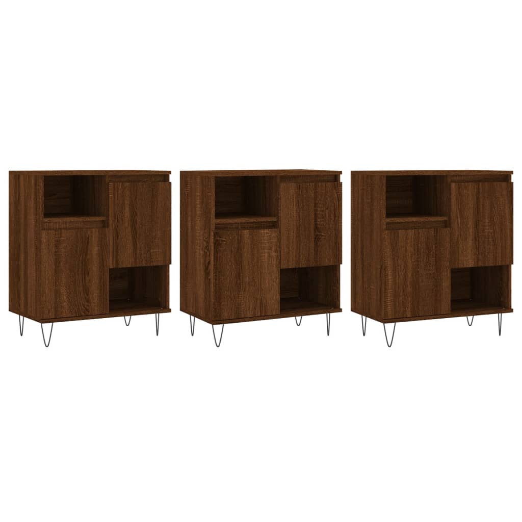 Sideboards 3 Stk. Braun Eichen-Optik Holzwerkstoff