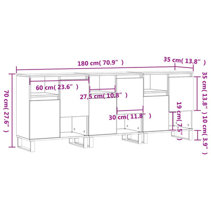 Sideboards 3 Stk. Weiß Holzwerkstoff