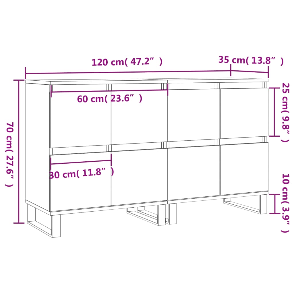 Sideboards 2 Stk. Schwarz Holzwerkstoff