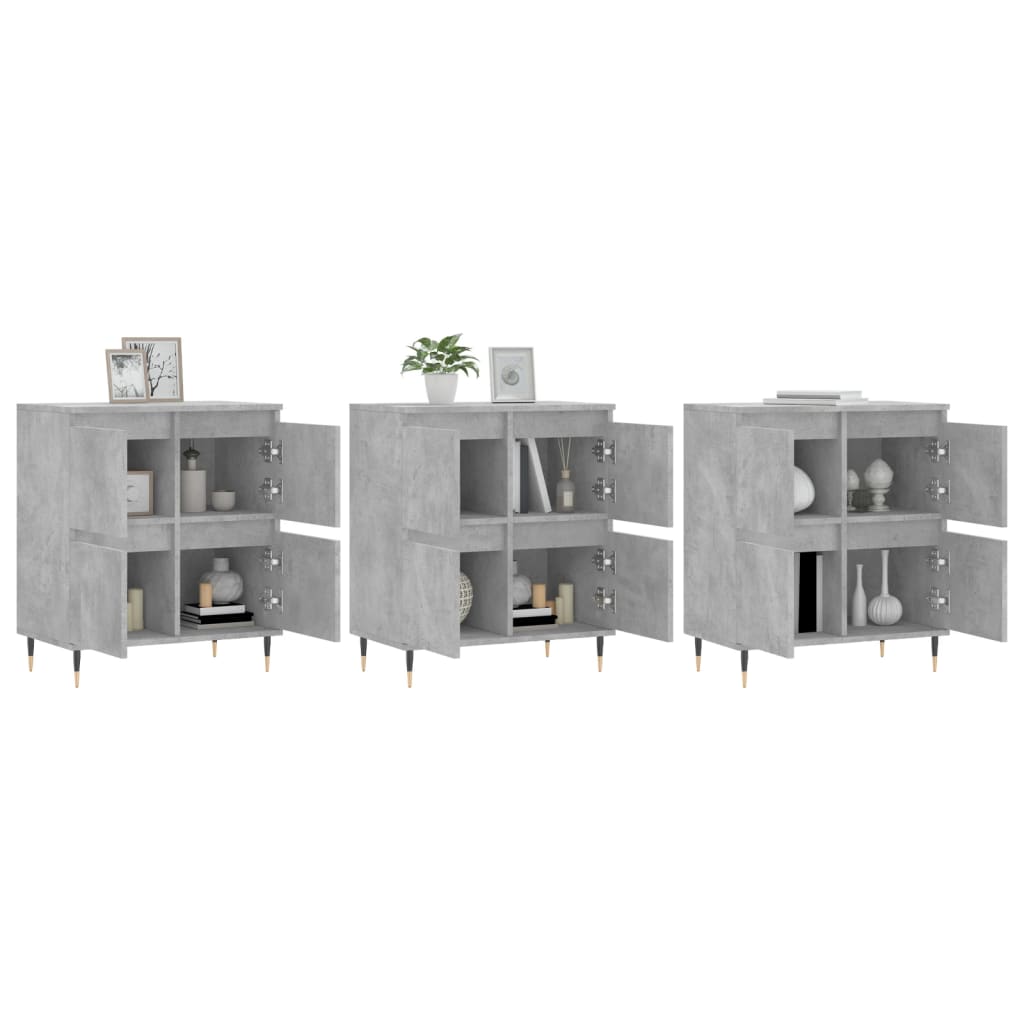 Sideboards 3 Stk. Betongrau Holzwerkstoff