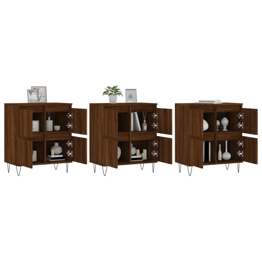 Sideboards 3 Stk. Braun Eichen-Optik Holzwerkstoff