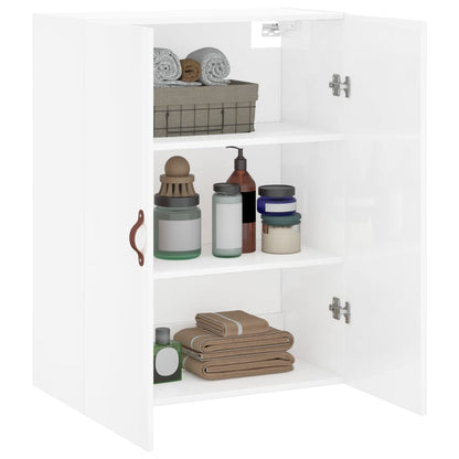 Wandschrank Hochglanz-Weiß 69,5x34x90 cm