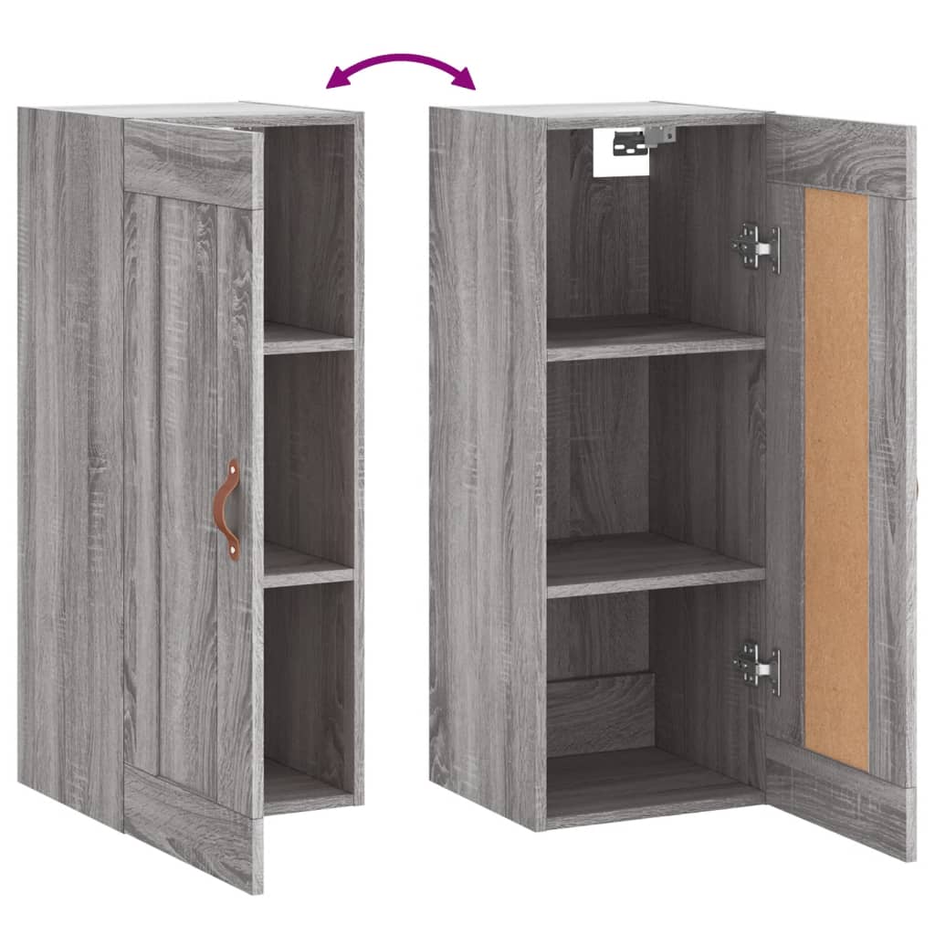 Wandschrank Grau Sonoma 34,5x34x90 cm Holzwerkstoff