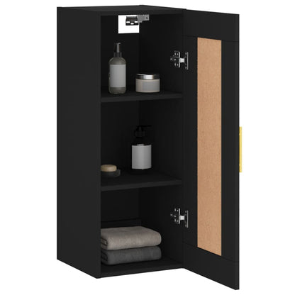 Wandschrank Schwarz 34,5x34x90 cm Holzwerkstoff