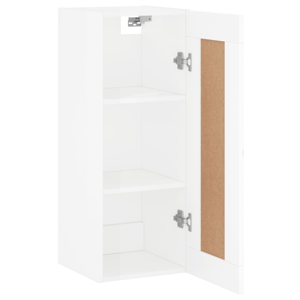 Wandschrank Hochglanz-Weiß 34,5x34x90 cm Holzwerkstoff