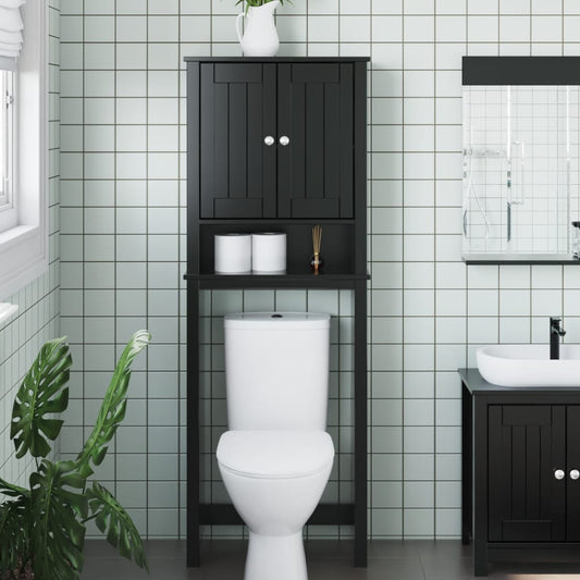 Toilettenschrank BERG Schwarz 60x27x164,5 cm Massivholz