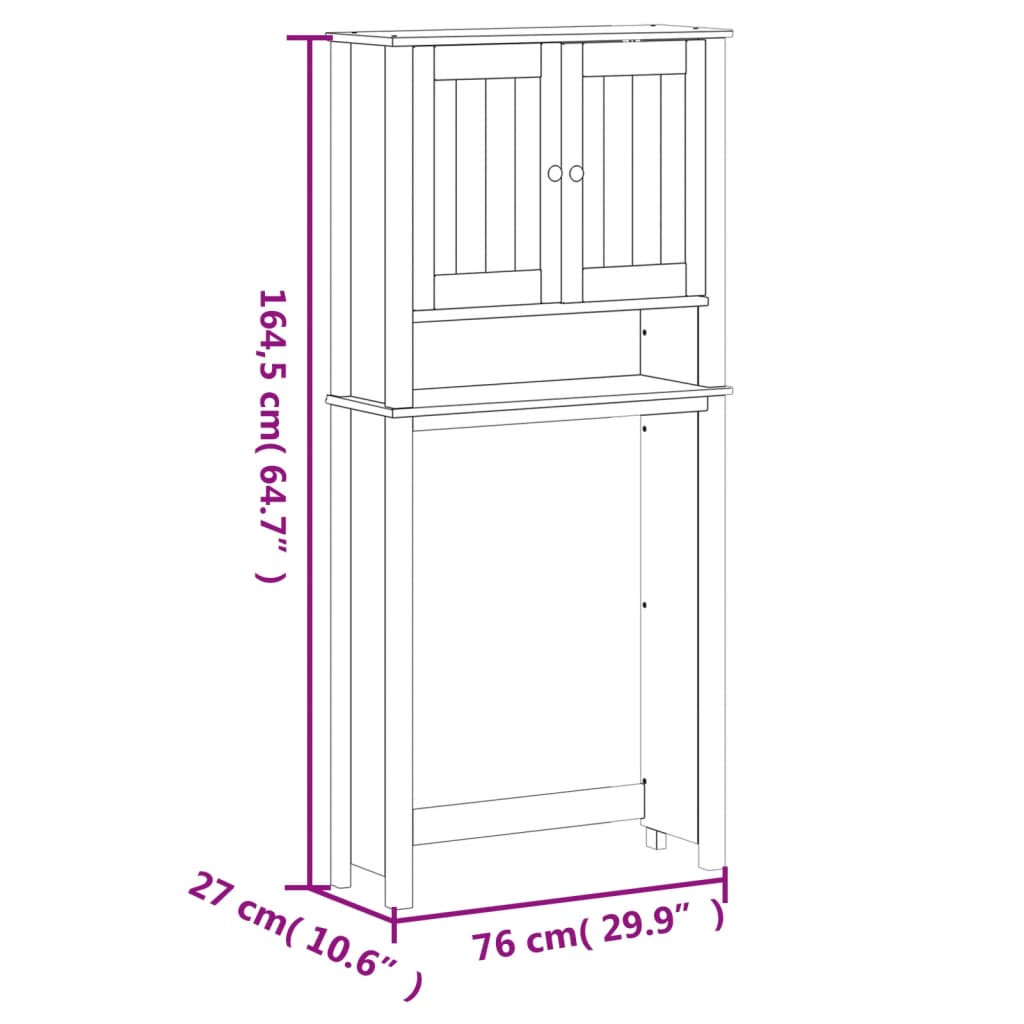 Waschmaschinenschrank BERG Weiß 76x27x164,5 cm Massivholz