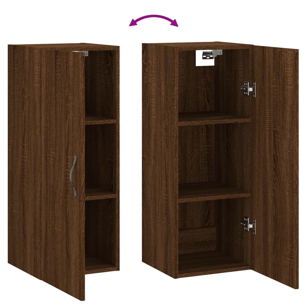 Wandschrank Braun Eichen-Optik 34,5x34x90 cm Holzwerkstoff