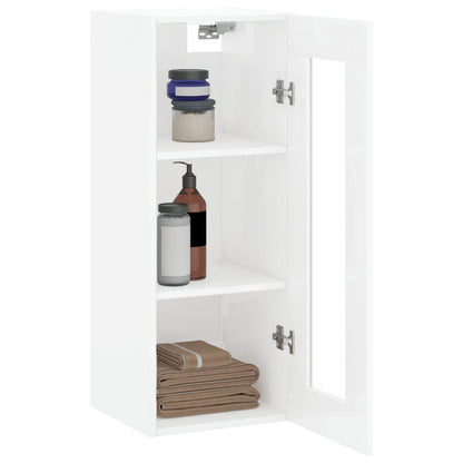 Wandschrank Hochglanz-Weiß 34,5x34x90 cm