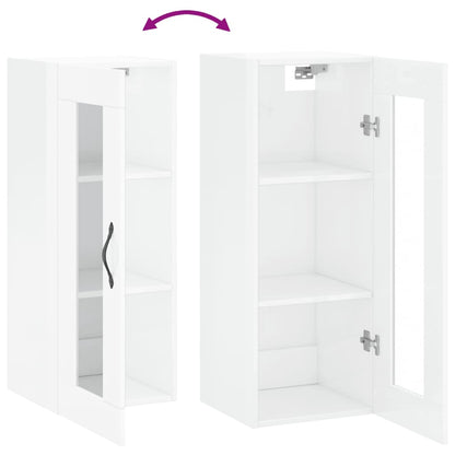 Wandschrank Hochglanz-Weiß 34,5x34x90 cm