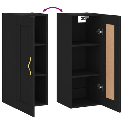 Wandschrank Schwarz 34,5x34x90 cm Holzwerkstoff