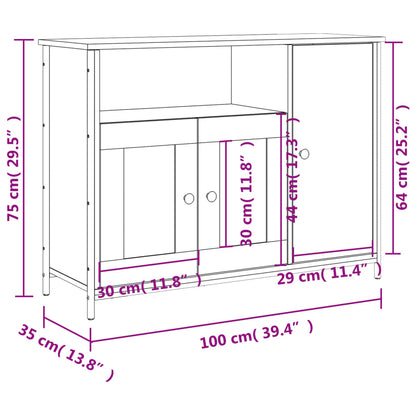 Sideboard Schwarz 100x35x75 cm Holzwerkstoff