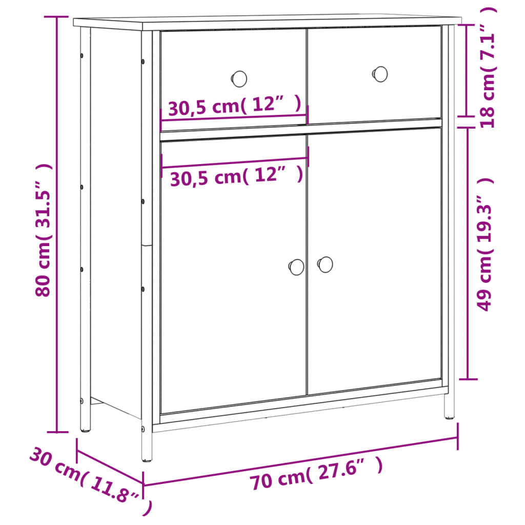 Sideboard Sonoma-Eiche 70x30x80 cm Holzwerkstoff