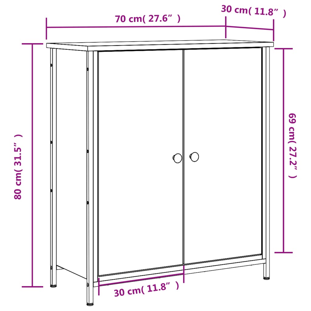 Sideboard Schwarz 70x30x80 cm Holzwerkstoff