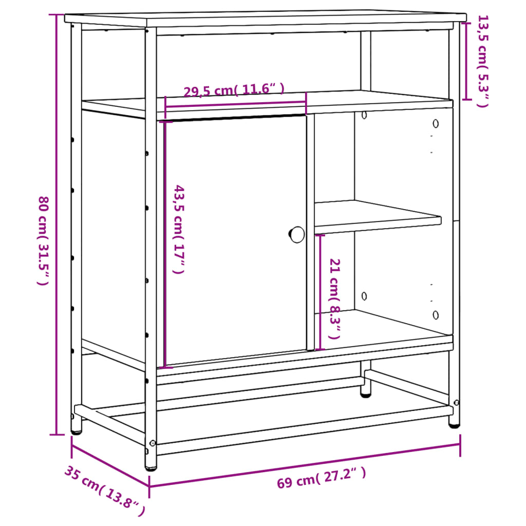 Sideboard Sonoma-Eiche 69x35x80 cm Holzwerkstoff