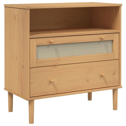 Sideboard SENJA Rattan-Optik Braun 80x40x80 cm Kiefernholz