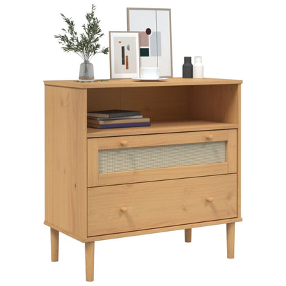 Sideboard SENJA Rattan-Optik Braun 80x40x80 cm Kiefernholz