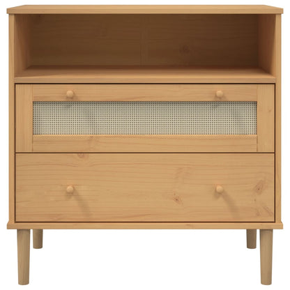 Sideboard SENJA Rattan-Optik Braun 80x40x80 cm Kiefernholz