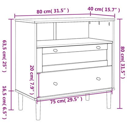 Sideboard SENJA Rattan-Optik Braun 80x40x80 cm Kiefernholz