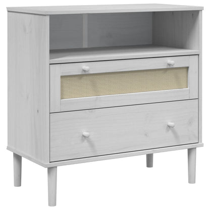 Sideboard SENJA Rattan-Optik Weiß 80x40x80 cm Kiefernholz