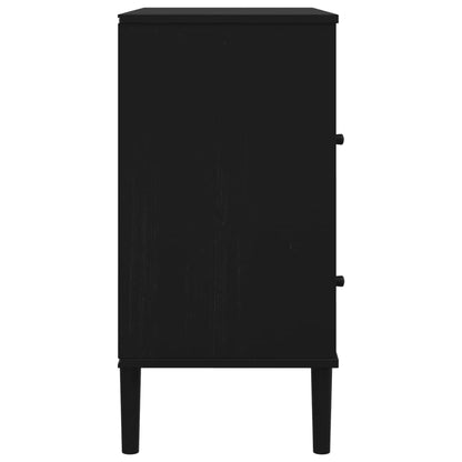 Sideboard SENJA Rattan-Optik Schwarz 80x40x80 cm Kiefernholz