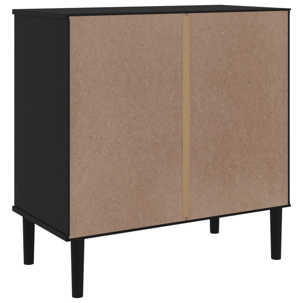 Sideboard SENJA Rattan-Optik Schwarz 80x40x80 cm Kiefernholz