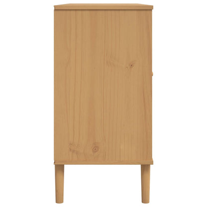 Sideboard SENJA Rattan-Optik Braun 112x40x80 cm Kiefernholz