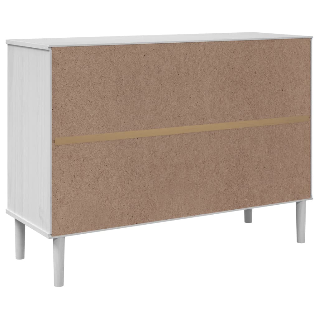 Sideboard SENJA Rattan-Optik Weiß 112x40x80 cm Kiefernholz