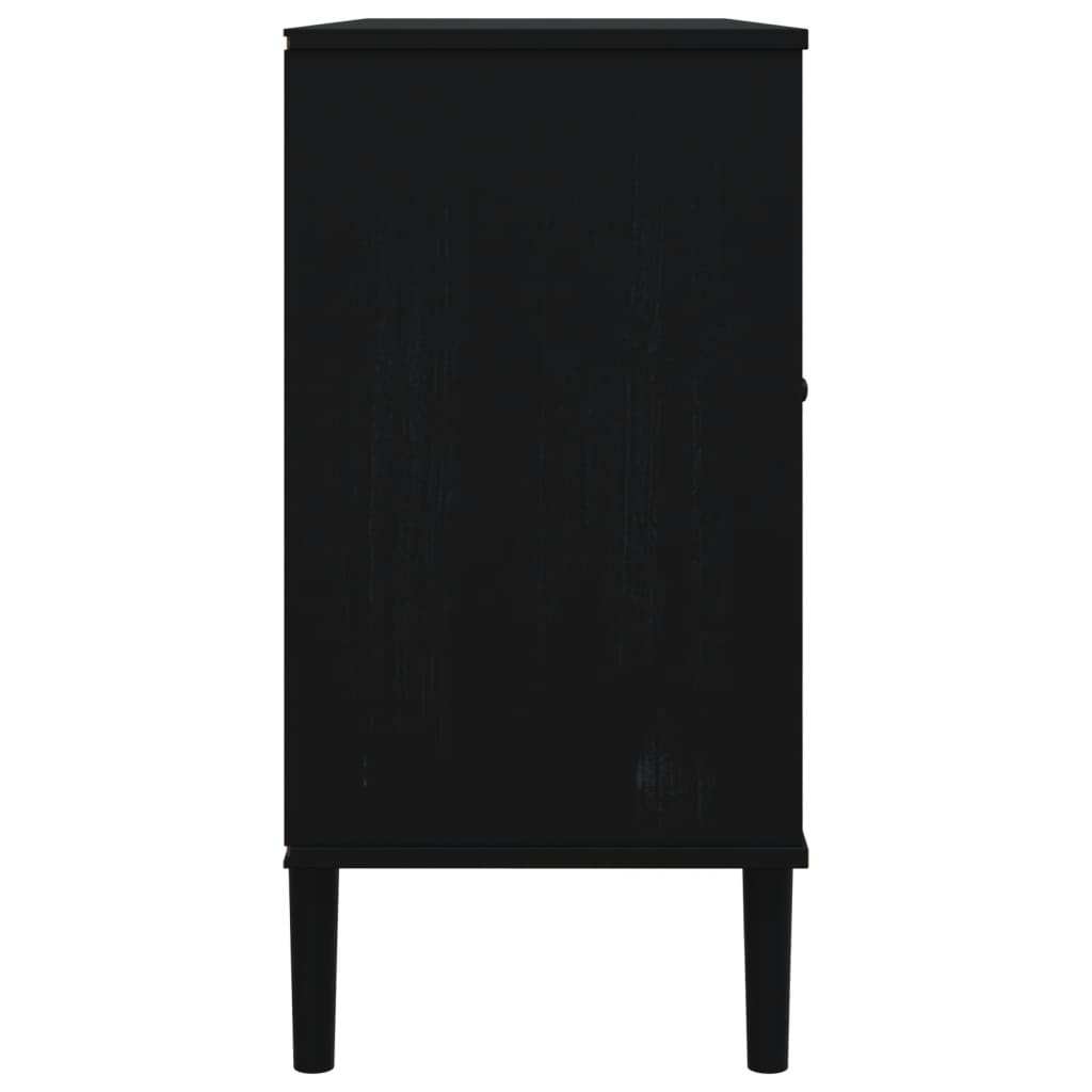 Sideboard SENJA Rattan-Optik Schwarz 112x40x80 cm Kiefernholz