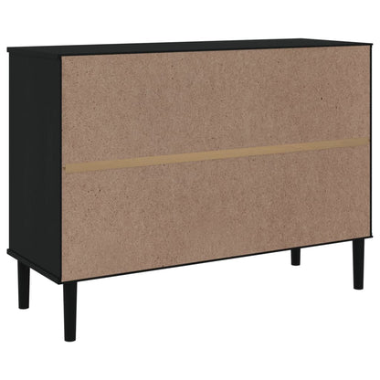 Sideboard SENJA Rattan-Optik Schwarz 112x40x80 cm Kiefernholz