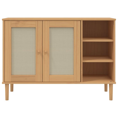 Sideboard SENJA Rattan-Optik Braun 112x40x80 cm Kiefernholz