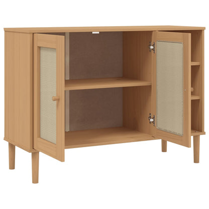 Sideboard SENJA Rattan-Optik Braun 112x40x80 cm Kiefernholz