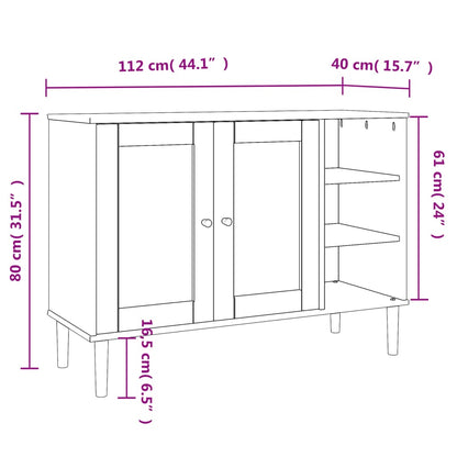 Sideboard SENJA Rattan-Optik Braun 112x40x80 cm Kiefernholz