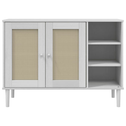 Sideboard SENJA Rattan-Optik Weiß 112x40x80 cm Kiefernholz