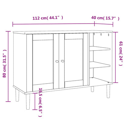 Sideboard SENJA Rattan-Optik Weiß 112x40x80 cm Kiefernholz