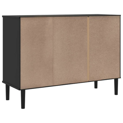 Sideboard SENJA Rattan-Optik Schwarz 112x40x80 cm Kiefernholz