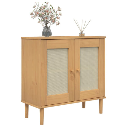 Sideboard SENJA Rattan-Optik Braun 80x35x80 cm Kiefernholz