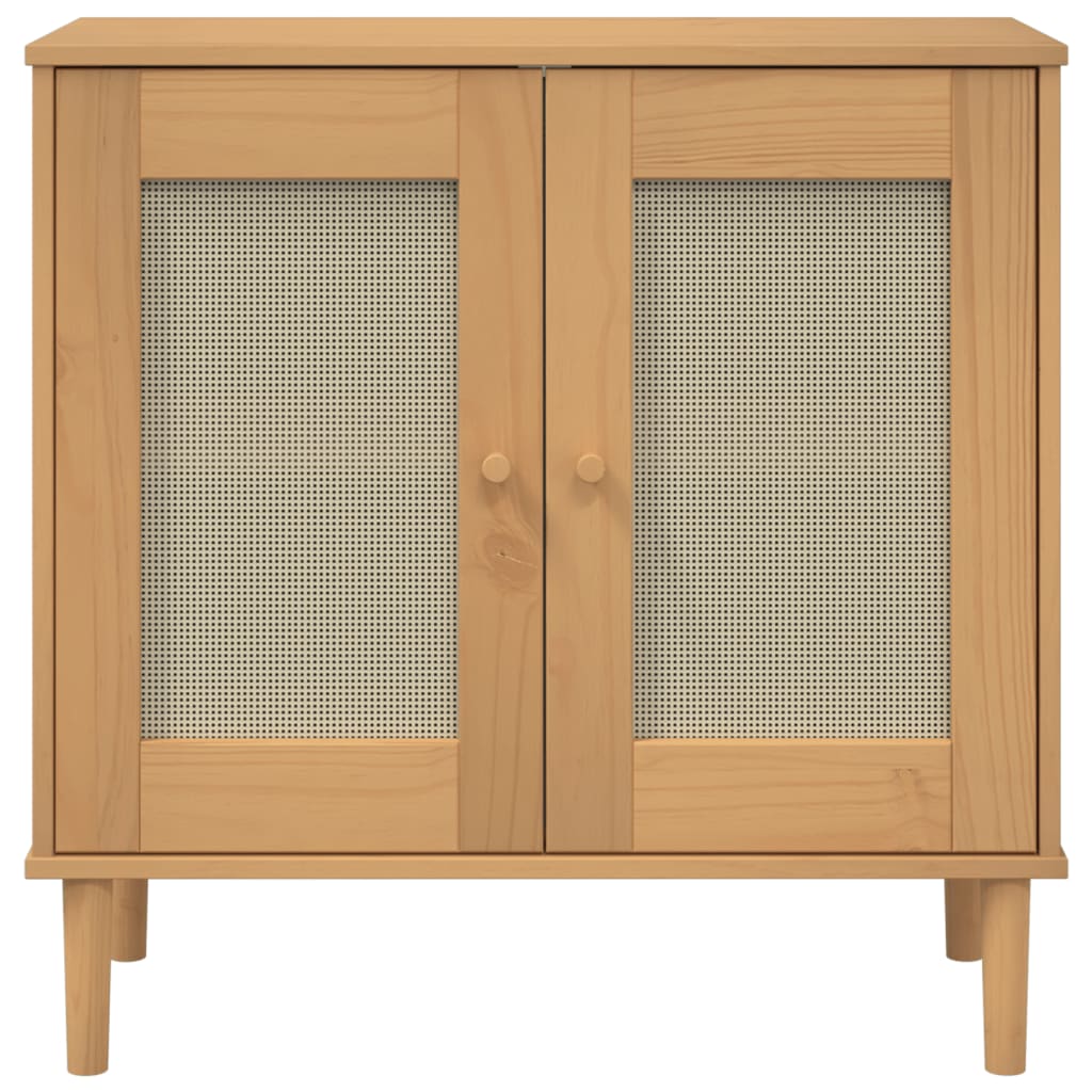 Sideboard SENJA Rattan-Optik Braun 80x35x80 cm Kiefernholz