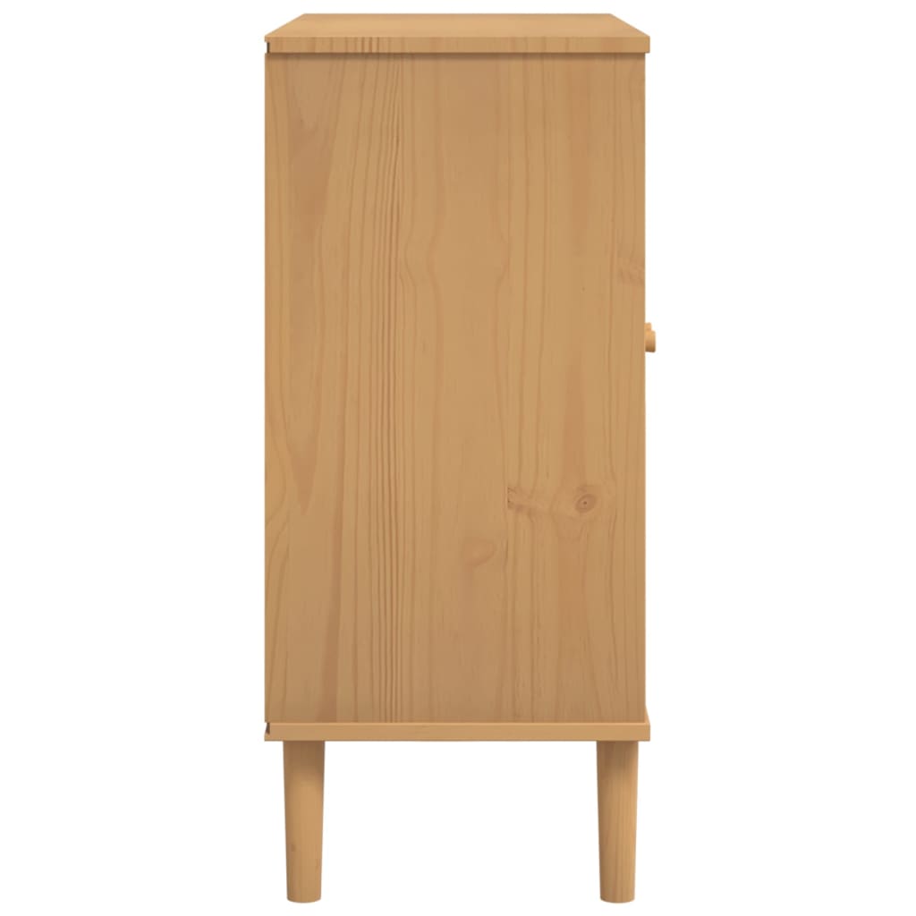 Sideboard SENJA Rattan-Optik Braun 80x35x80 cm Kiefernholz