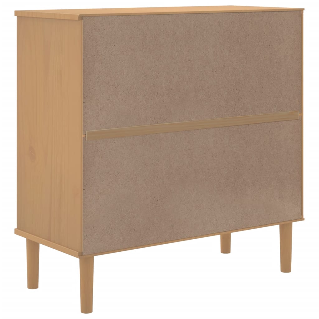 Sideboard SENJA Rattan-Optik Braun 80x35x80 cm Kiefernholz