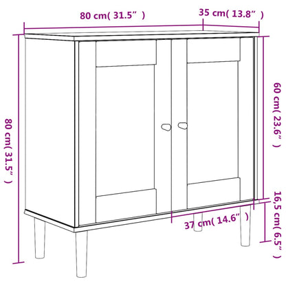 Sideboard SENJA Rattan-Optik Braun 80x35x80 cm Kiefernholz