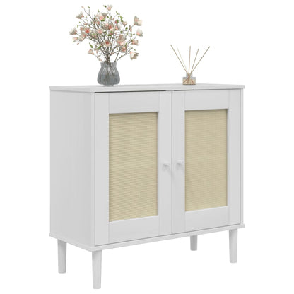 Sideboard SENJA Rattan-Optik Weiß 80x35x80 cm Kiefernholz