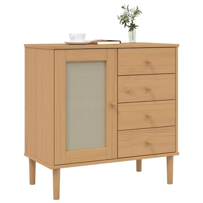 Sideboard SENJA Rattan-Optik Braun 80x40x80 cm Kiefernholz