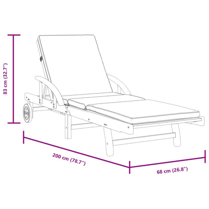 Sonnenliegen 2 Stk. mit Auflagen 200x68x83 cm Massivholz Akazie