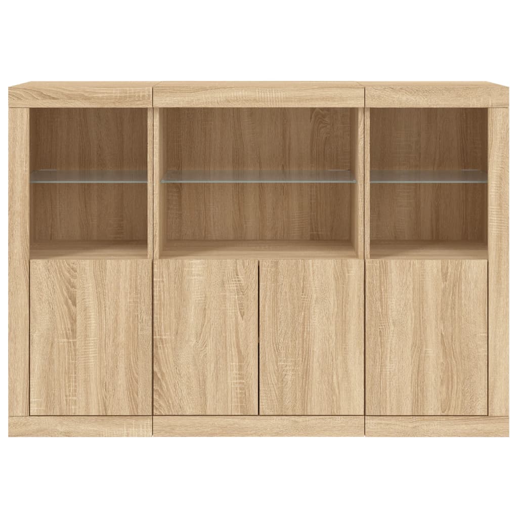 Sideboards mit LED-Leuchten 3 Stk. Sonoma-Eiche Holzwerkstoff