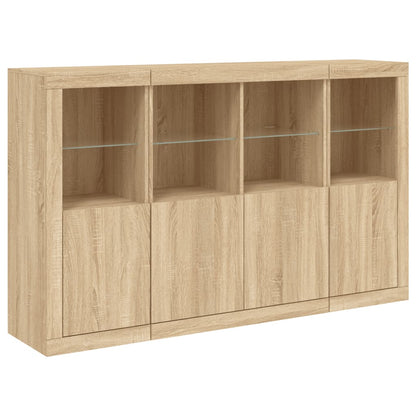 Sideboards mit LED-Leuchten 3 Stk. Sonoma-Eiche Holzwerkstoff