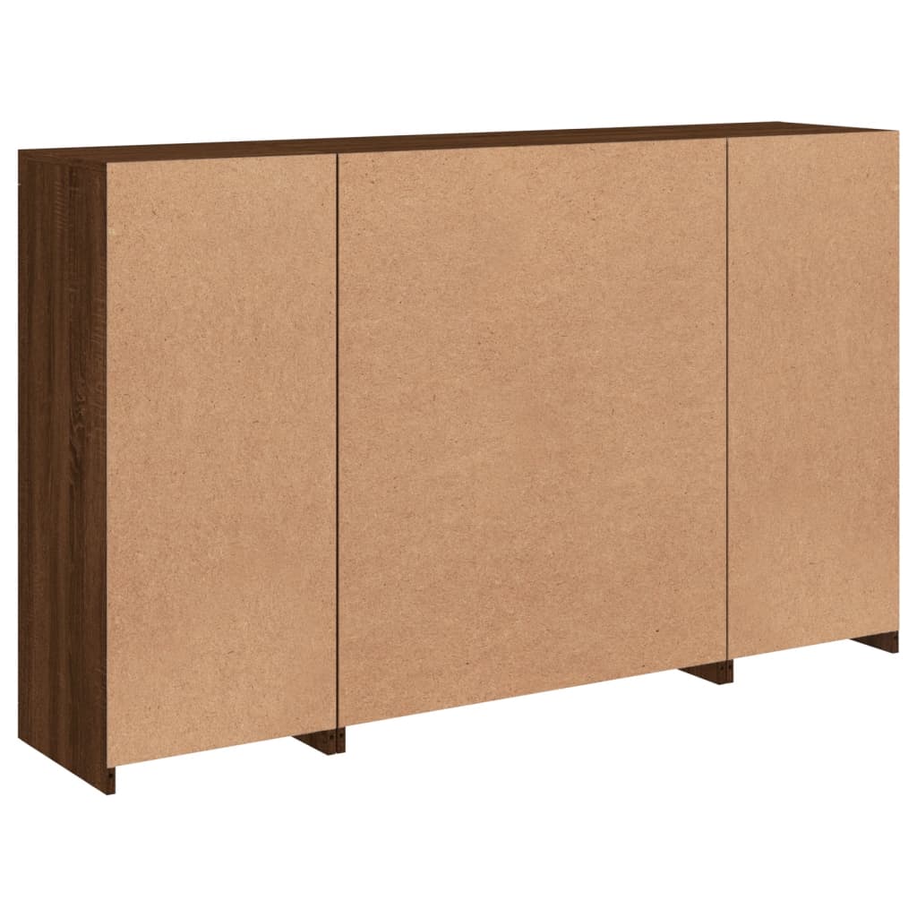 Sideboards mit LED-Leuchten 3 Stk. Braun Eichen-Optik