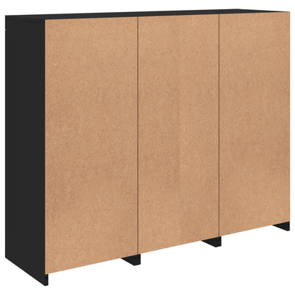 Sideboards mit LED-Leuchten 3 Stk. Schwarz Holzwerkstoff