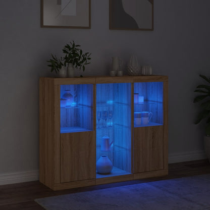 Sideboards mit LED-Leuchten 3 Stk. Sonoma-Eiche Holzwerkstoff